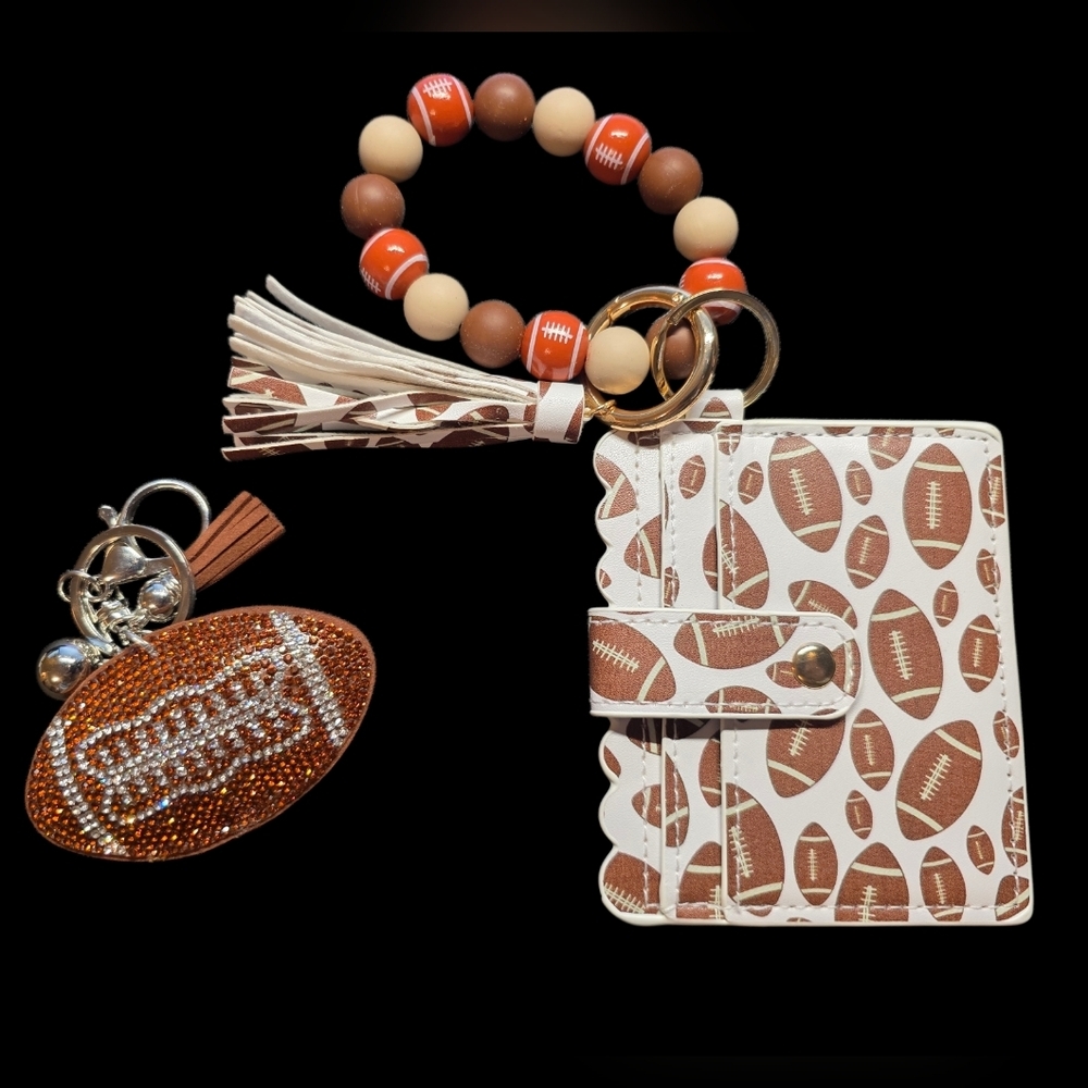 Football Pattern Wallet and Keychain Set